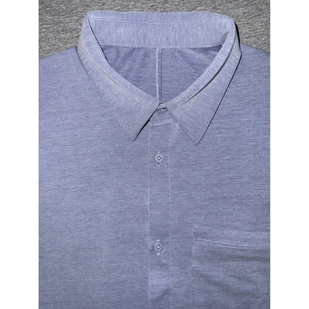 Lululemon Men Blue Long Sleeve Commission Shirt Size Large Stretchy Form Fitting